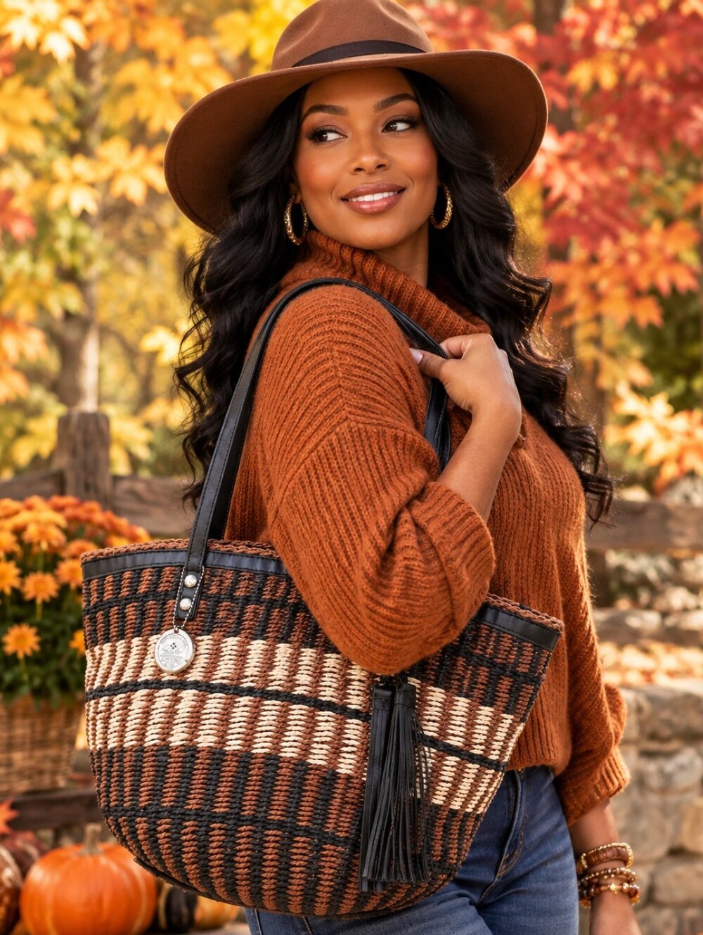 Patricia Nash Large Woven Striped Tote Bag - Picture 10 of 10